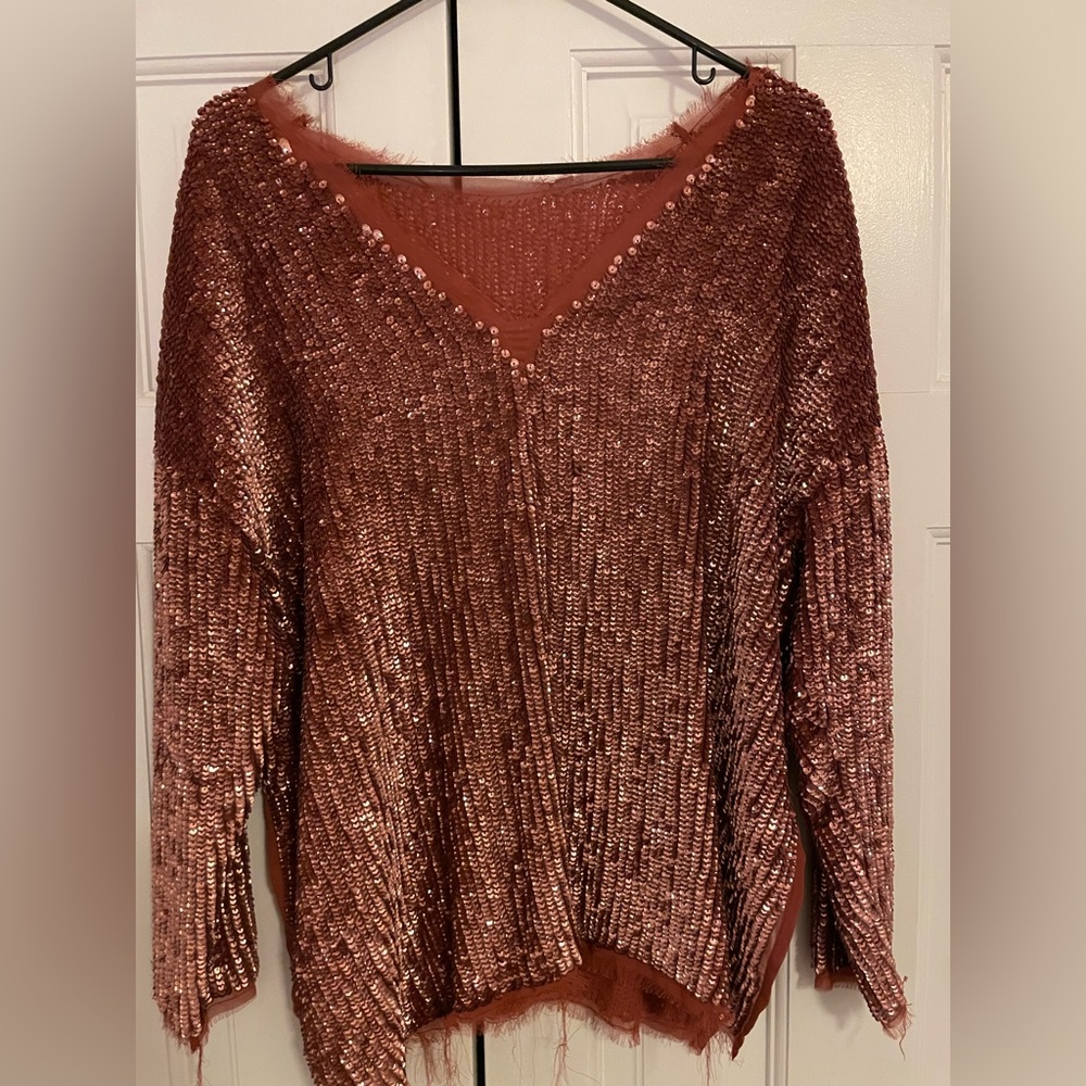 ASOS Gold Sequined Top Small - Picture 2 of 3